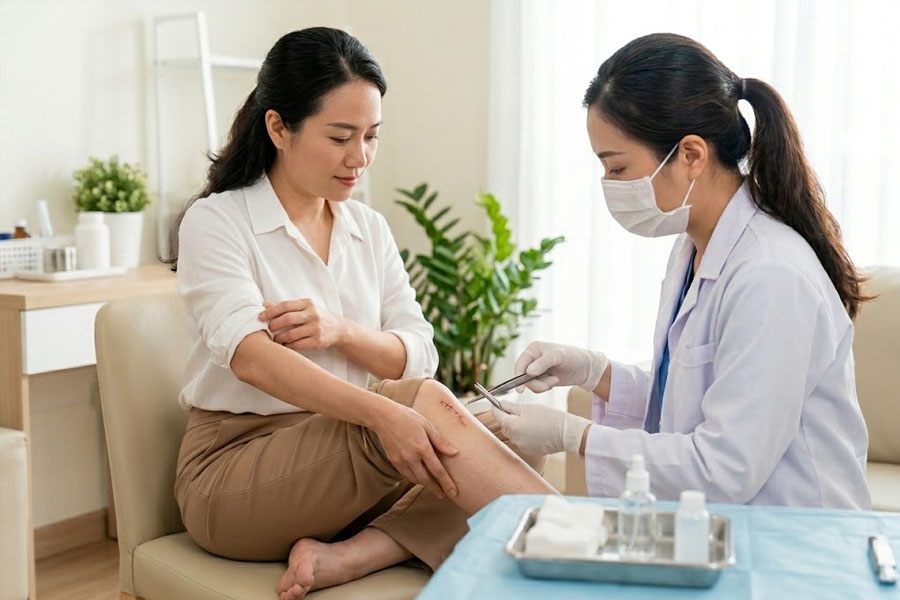 Dấu hiệu vết khâu đã sẵn sàng cắt chỉ